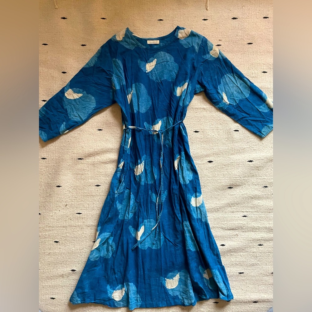Hand dyed indigo dress from Japan size S